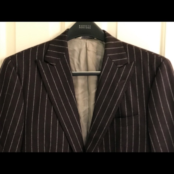Samuelsohn Brown Stripe Wool Sport Coat Blazer - Picture 2 of 16